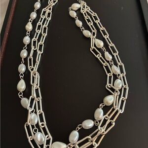 Natasha Denona Silver Pearl Chain Necklace